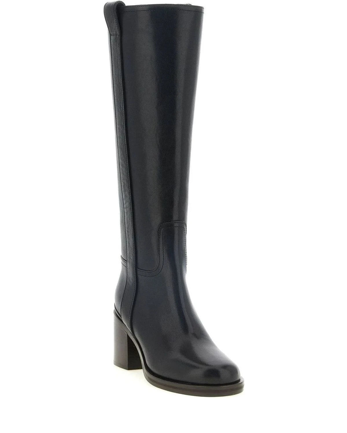 Brunello Cucinelli Knee High Boots in black, Calfskin Leather — view 2