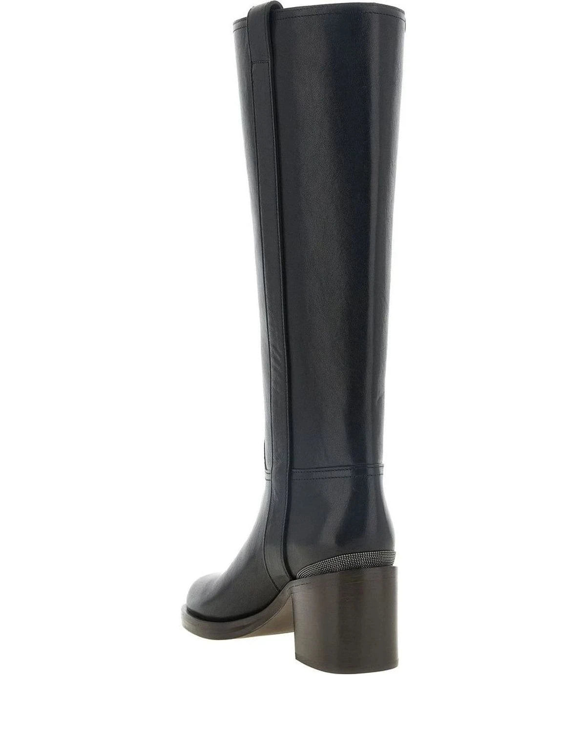 Brunello Cucinelli Knee High Boots in black, Calfskin Leather — view 3