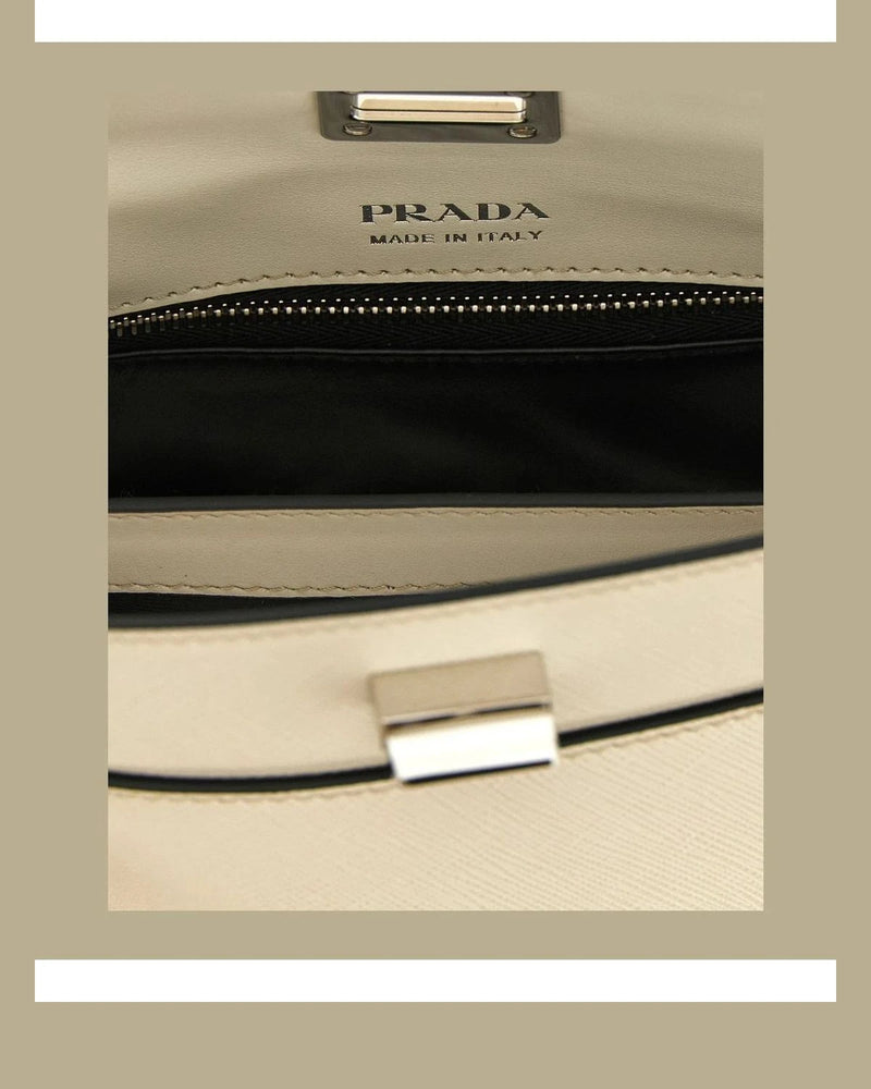 Prada Baguette Handbag in white, Calfskin Leather — view 4