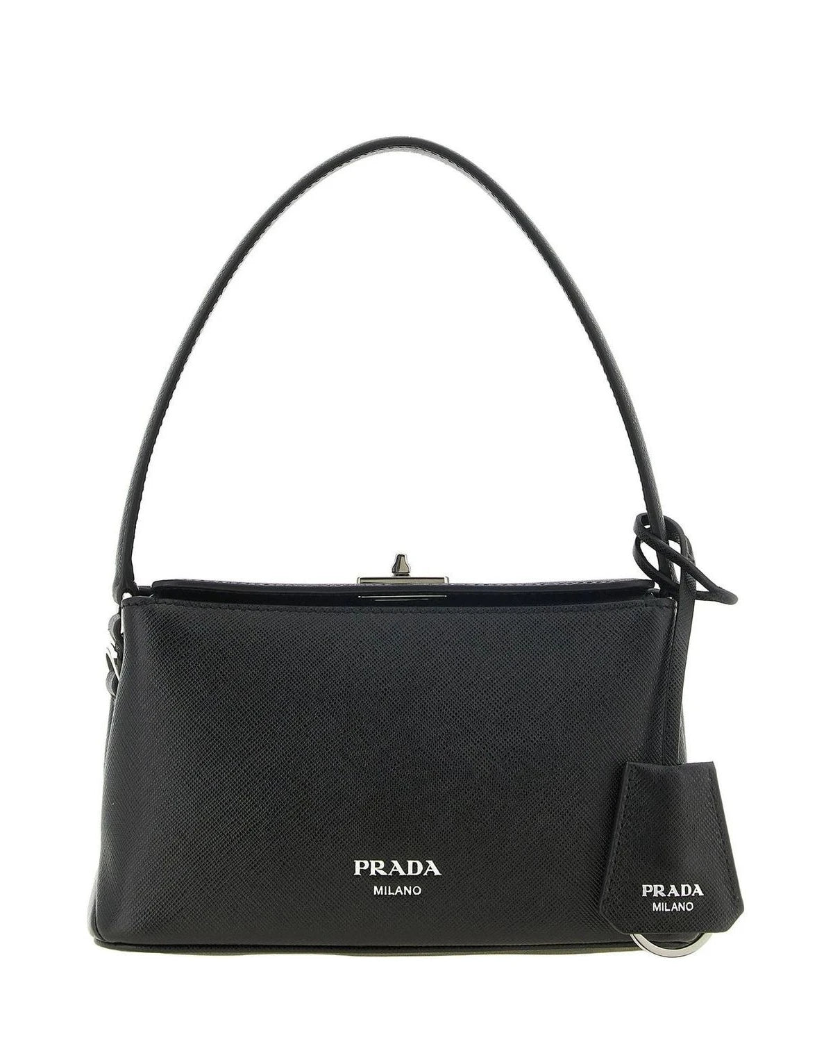 Prada Baguette Handbag in black, Calfskin Leather