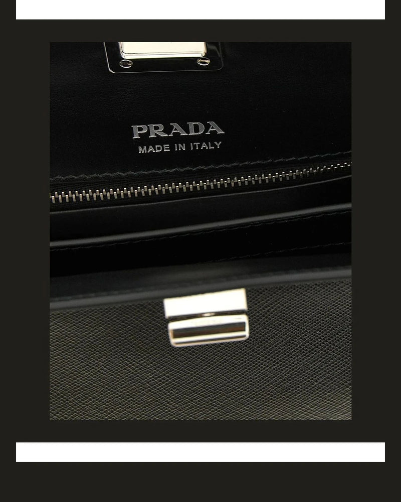 Prada Baguette Handbag in black, Calfskin Leather — view 4