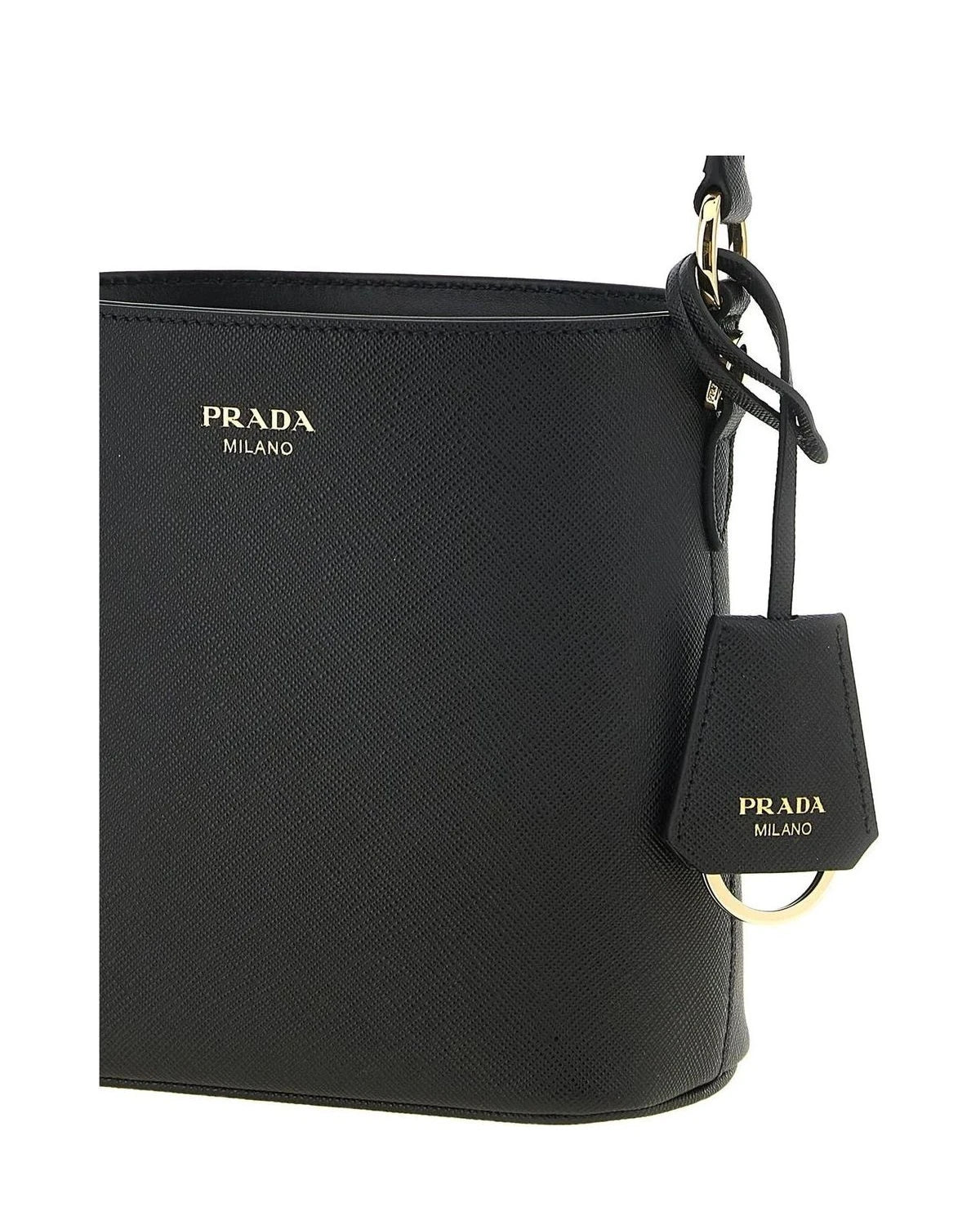 Prada Bucket Bag in black, Calfskin Leather — view 3