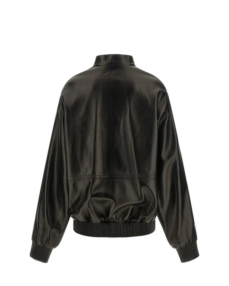 Khaite Bomber Jacket in black, Lamb Leather — view 2