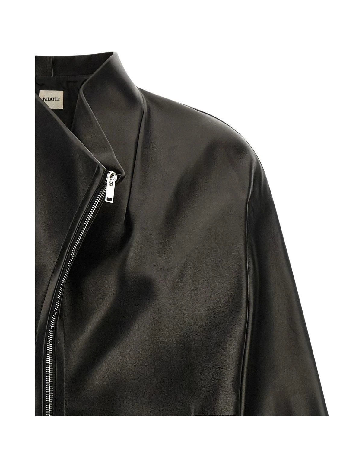 Khaite Bomber Jacket in black, Lamb Leather — view 3