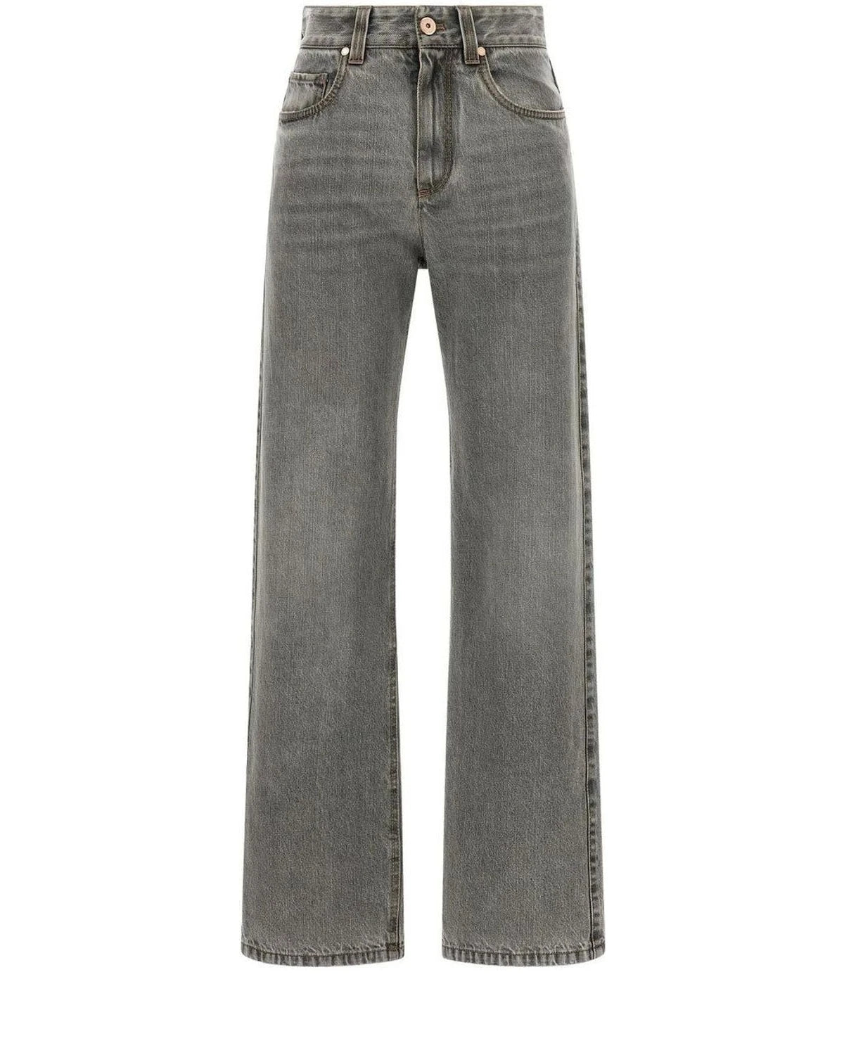 Brunello Cucinelli Straight-Leg Gray Jeans