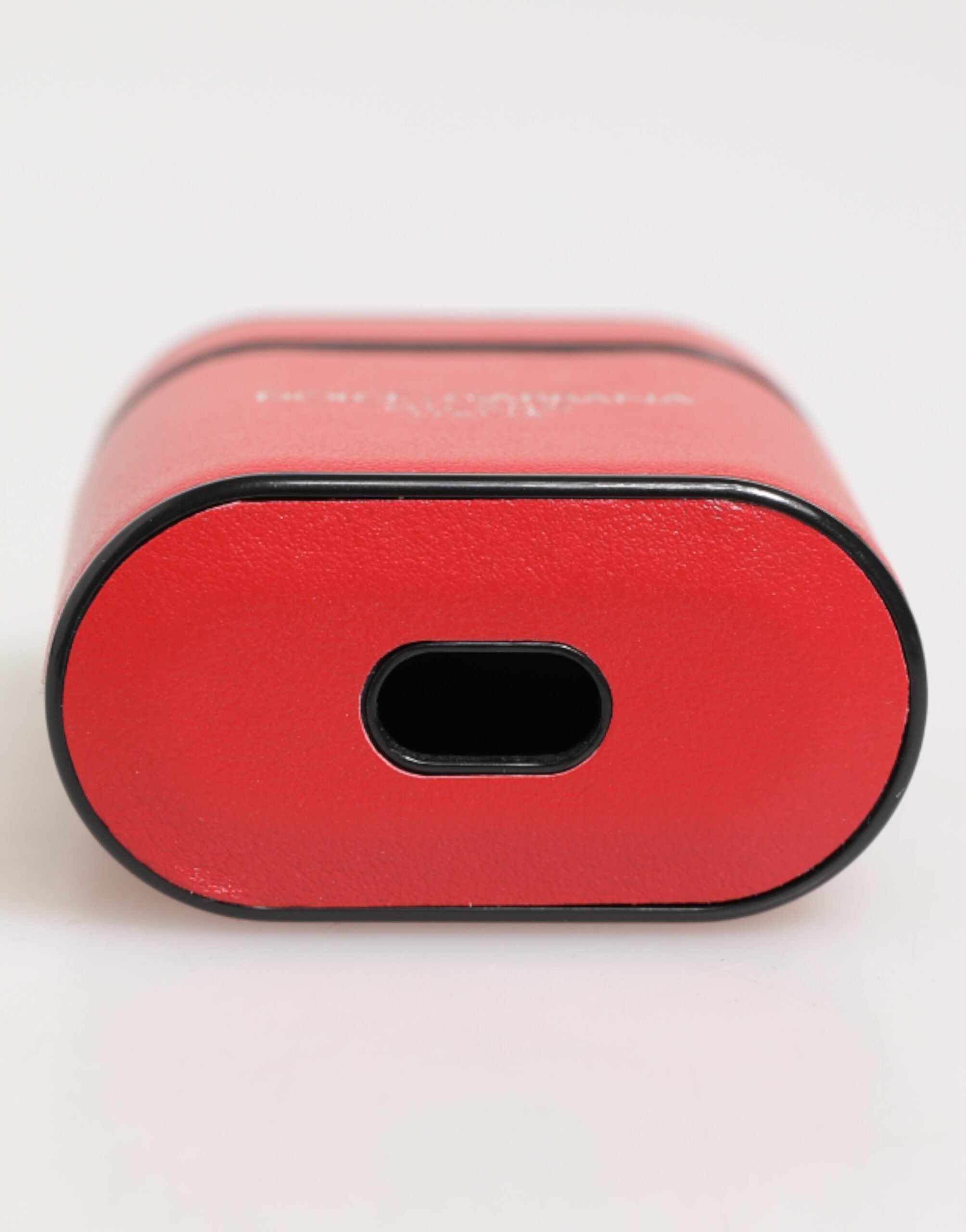 Dolce & Gabbana White Leather Red Calfskin Logo Flip Holder Airpods Case
