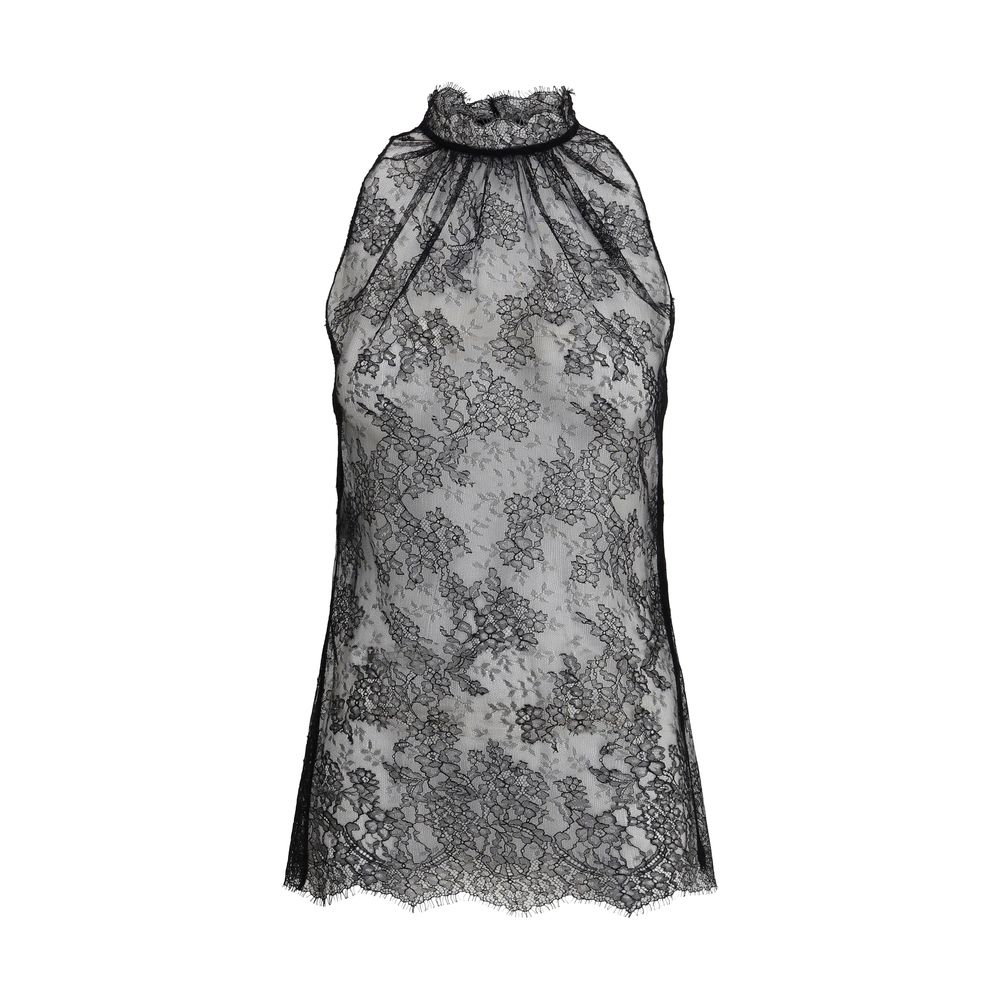 Alexander Mcqueen Black Lace Sleeveless Top