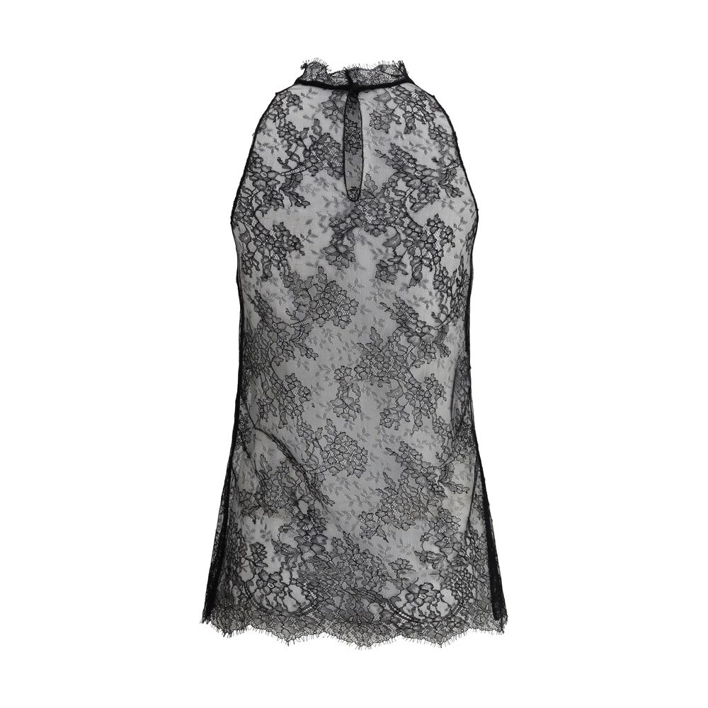 Alexander Mcqueen Black Lace Sleeveless Top