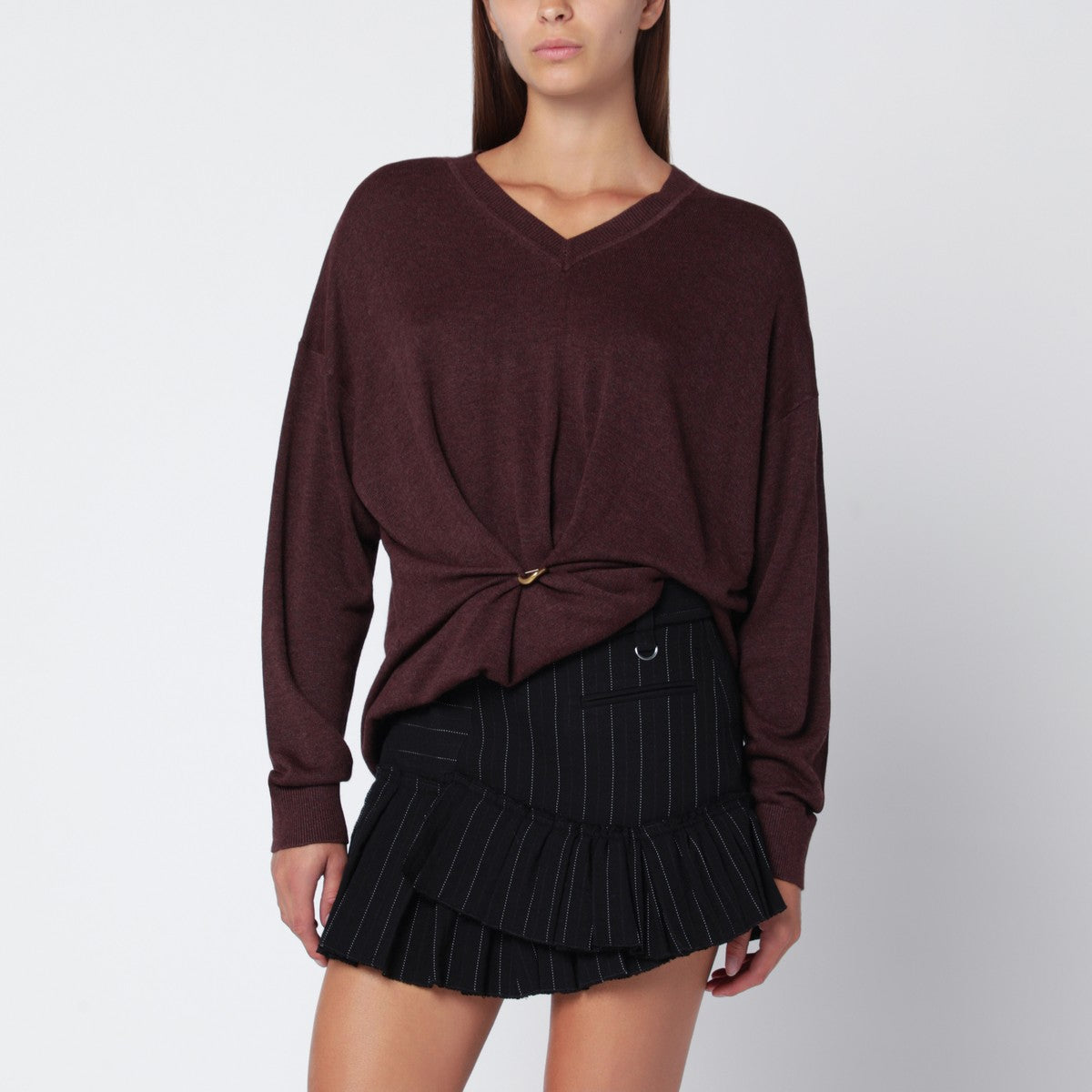 ISABEL MARANT Burgundy draped Cosima sweater Glam Steals