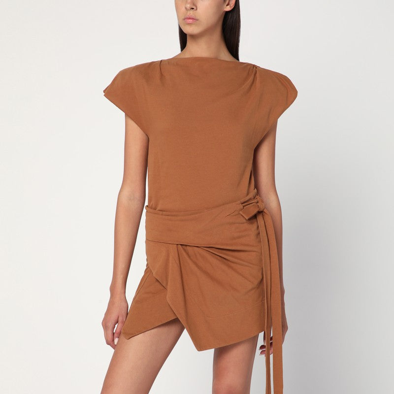 Isabel Marant Asymmetrical Sebani T-shirt in Caramel Colour Glam Steals