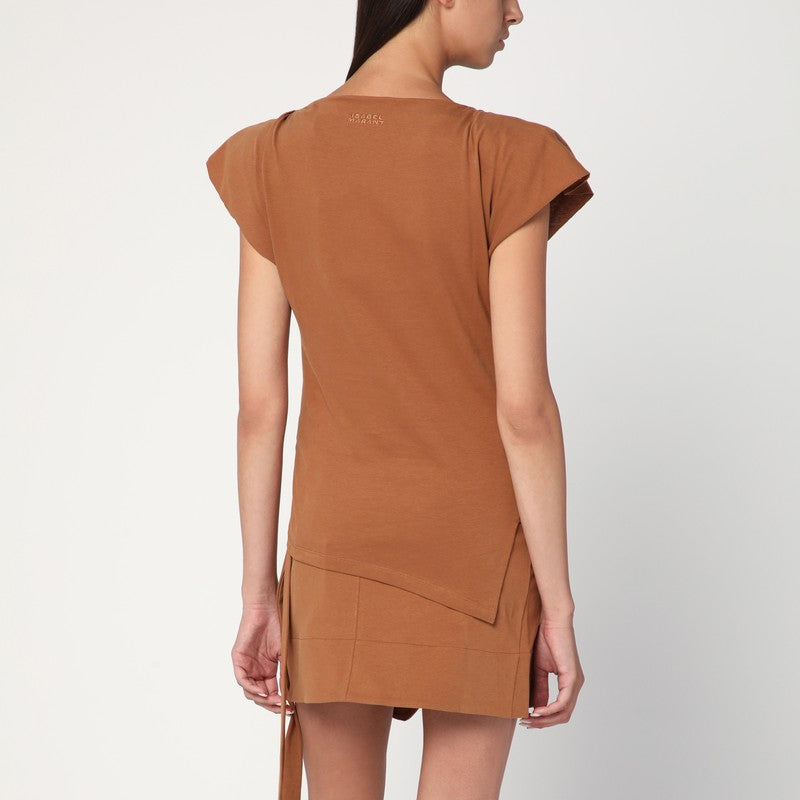 Isabel Marant Asymmetrical Sebani T-shirt in Caramel Colour Glam Steals