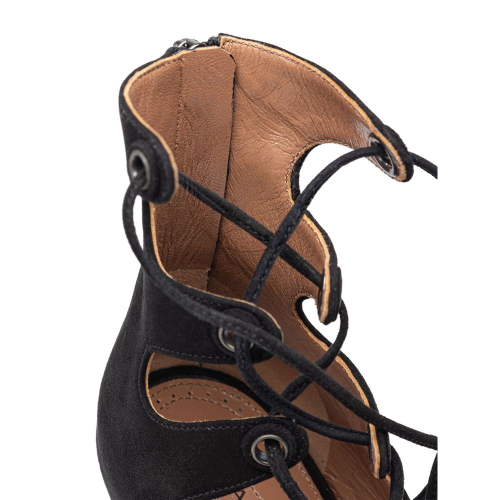 Alaïa Leather Scamociata Black Sandal Glam Steals