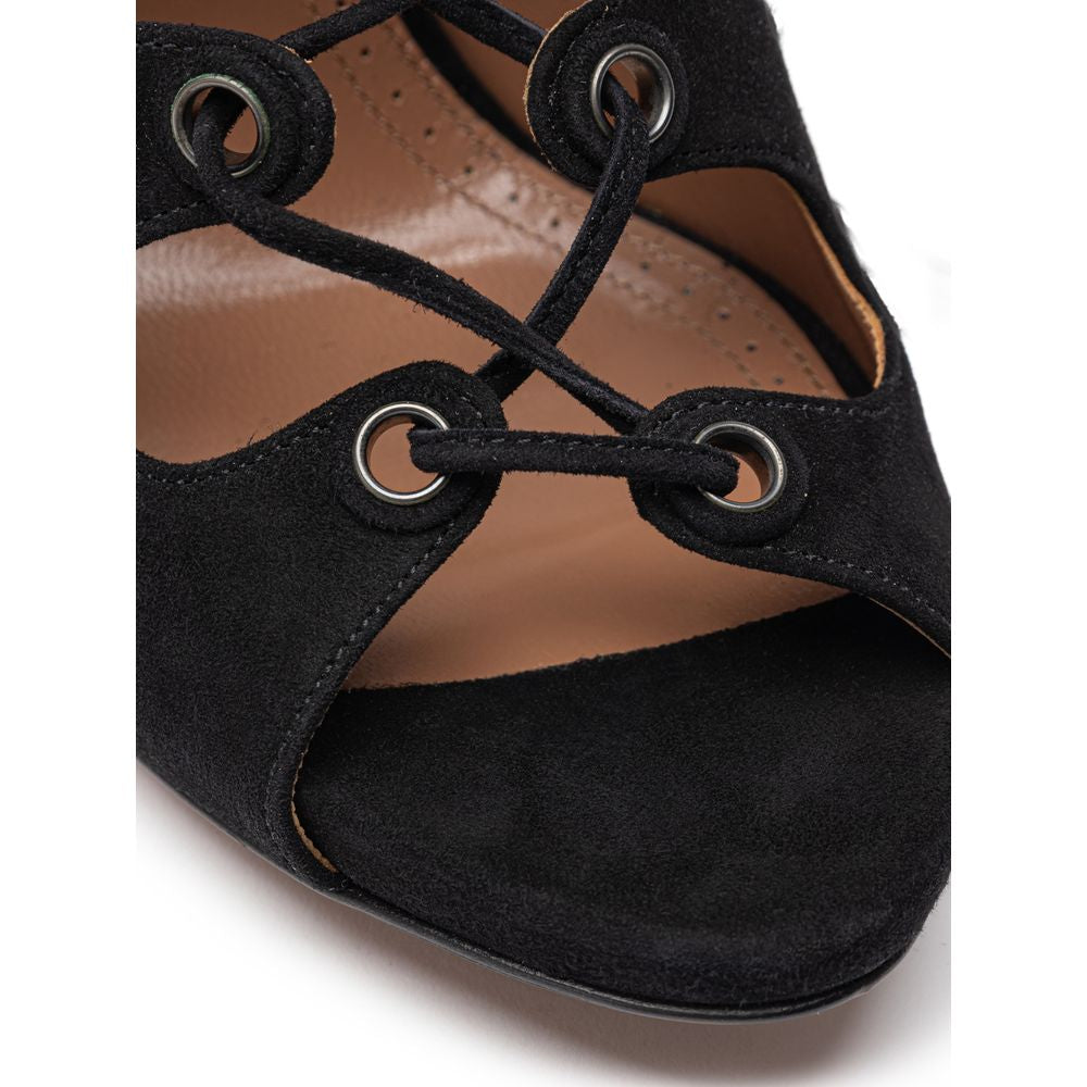 Alaïa Leather Scamociata Black Sandal Glam Steals