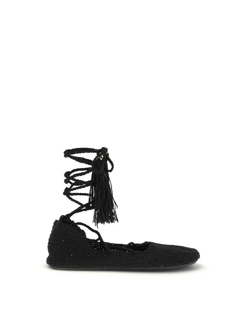 Alanui Black Polyester Recycled Ballet Flats Glam Steals