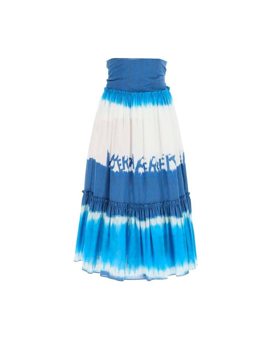 Alberta Ferretti Blue Cotton Midi Skirt