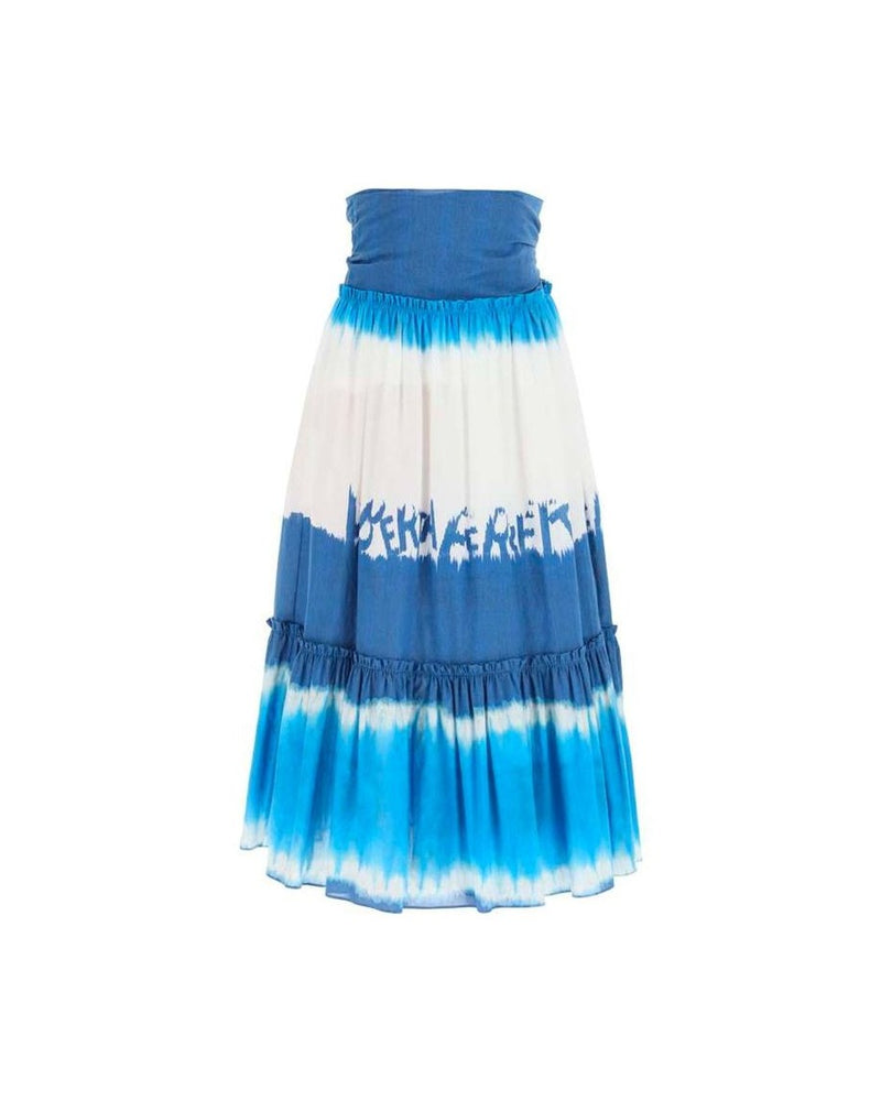 Alberta Ferretti Blue Cotton Midi Skirt Glam Steals