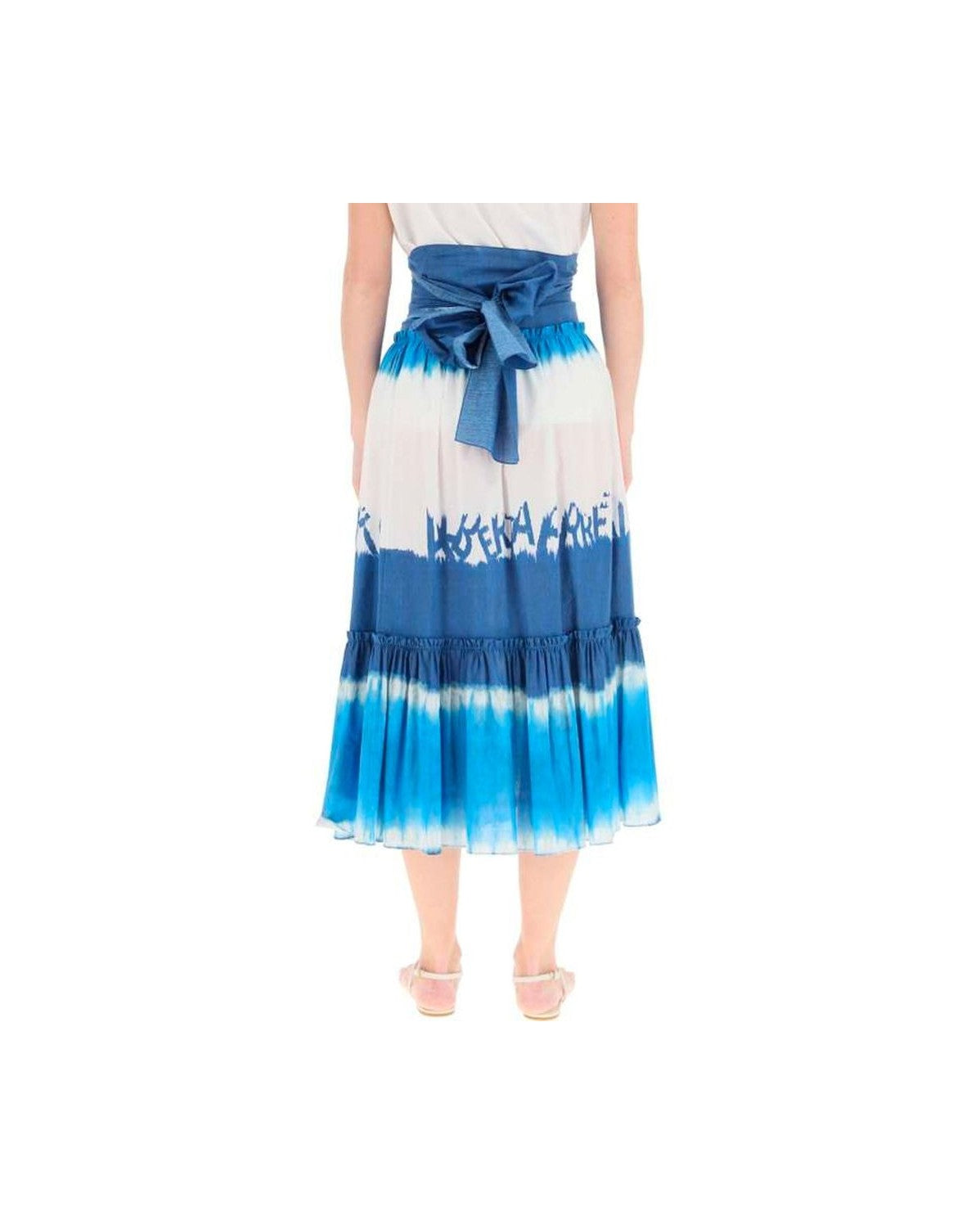Alberta Ferretti Blue Cotton Midi Skirt Glam Steals