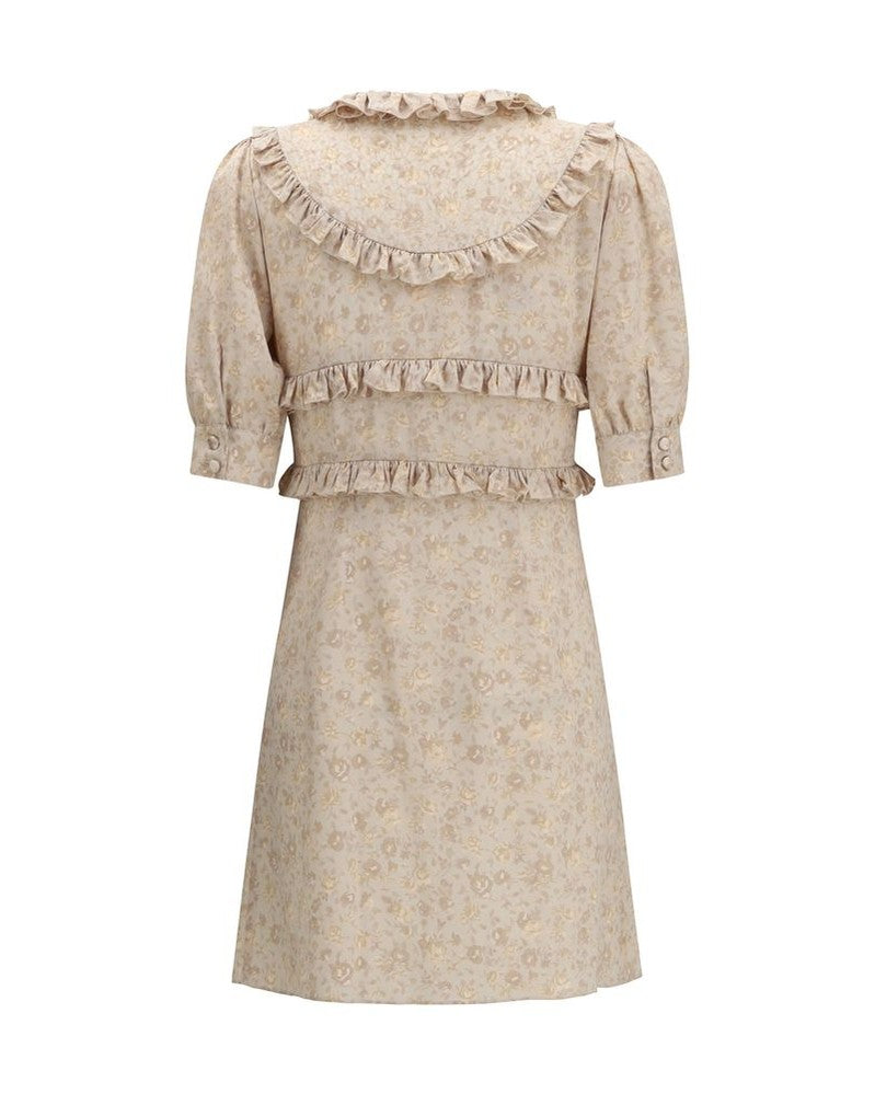 Alessandra Rich Beige Silk Casual Dress Glam Steals