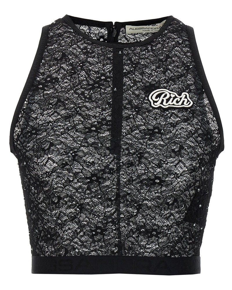 Alessandra Rich Lace Rhinestone Top Glam Steals