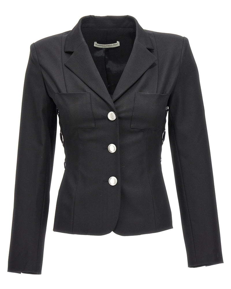 Alessandra Rich Lace Single Breast Up Blazer Jacket Glam Steals