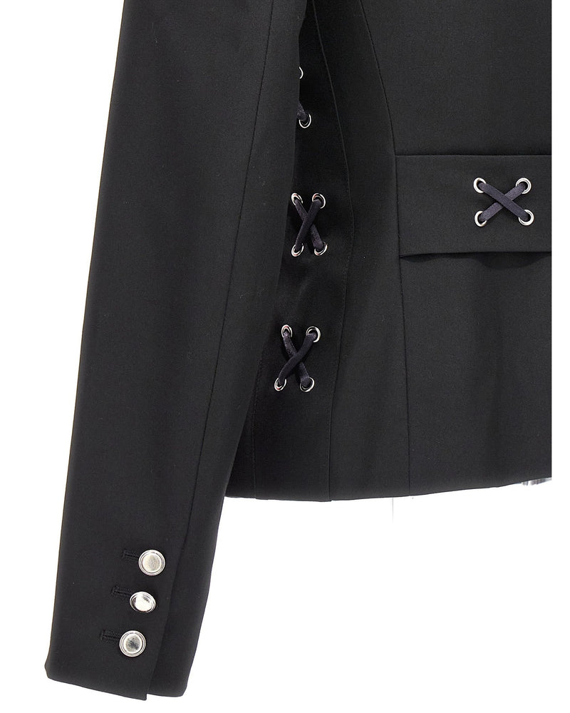 Alessandra Rich Lace Single Breast Up Blazer Jacket Glam Steals