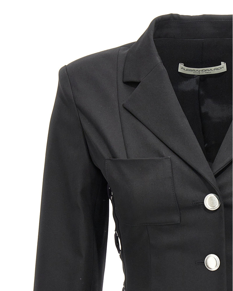 Alessandra Rich Lace Single Breast Up Blazer Jacket Glam Steals