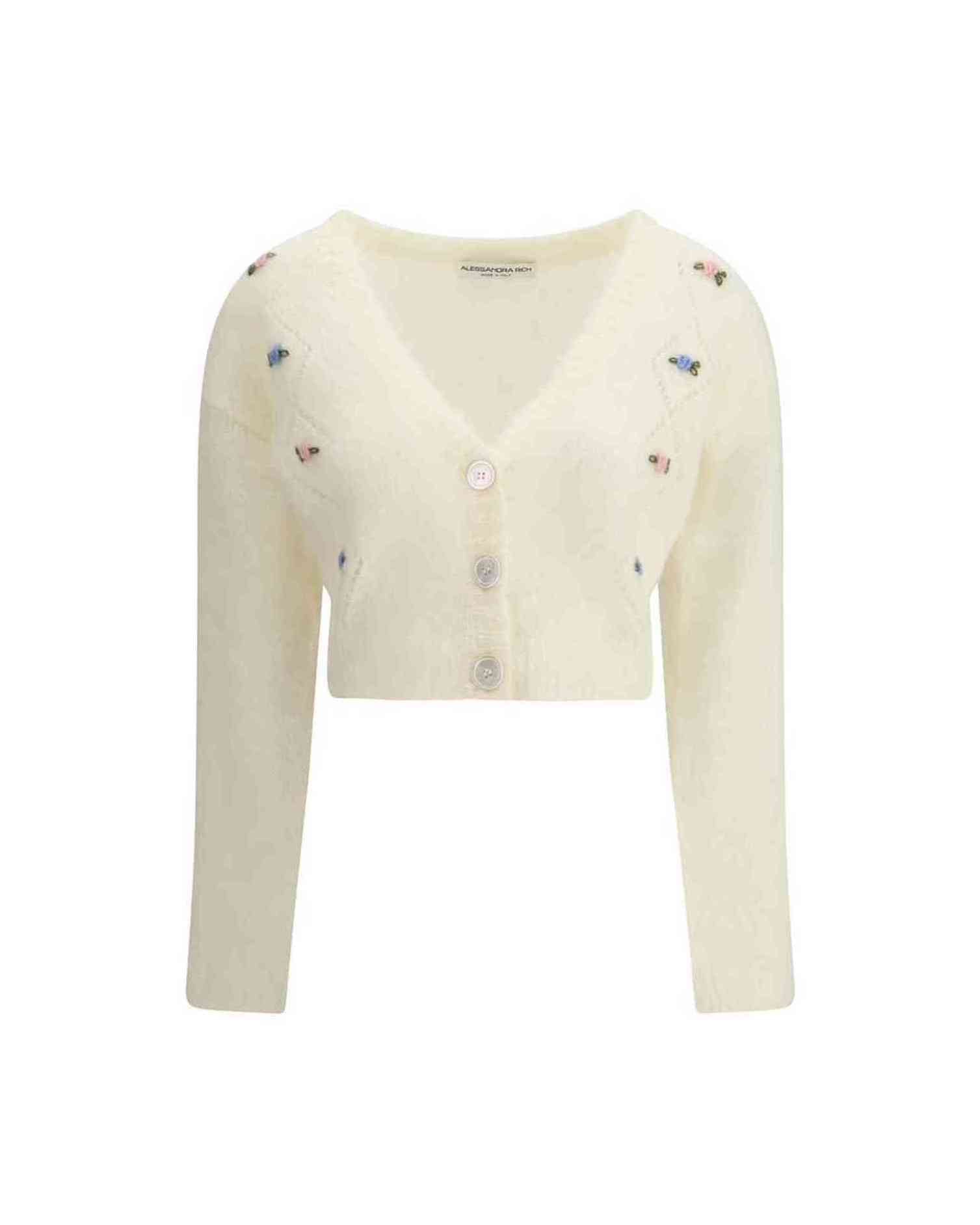 Alessandra Rich Mohair Cardigan with Embroidery Glam Steals