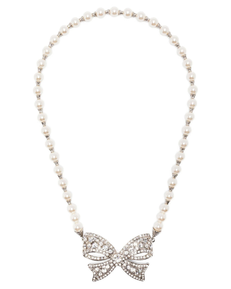 Alessandra Rich Pearl Bow Necklace Glam Steals