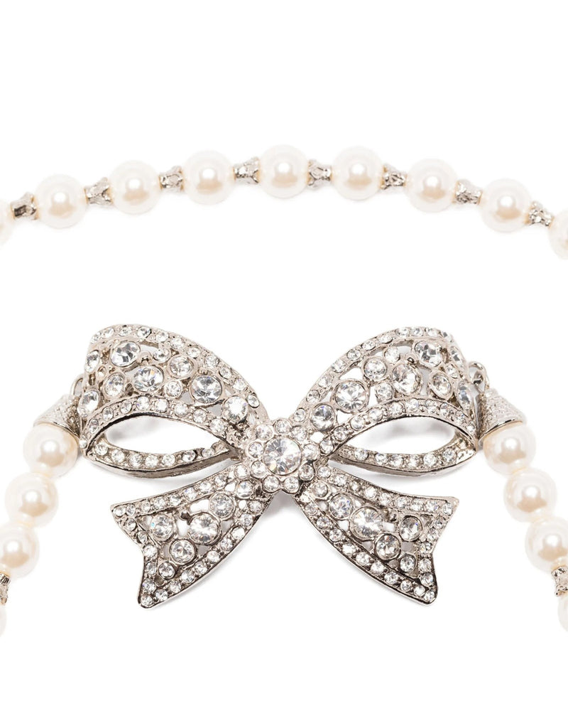 Alessandra Rich Pearl Bow Necklace Glam Steals