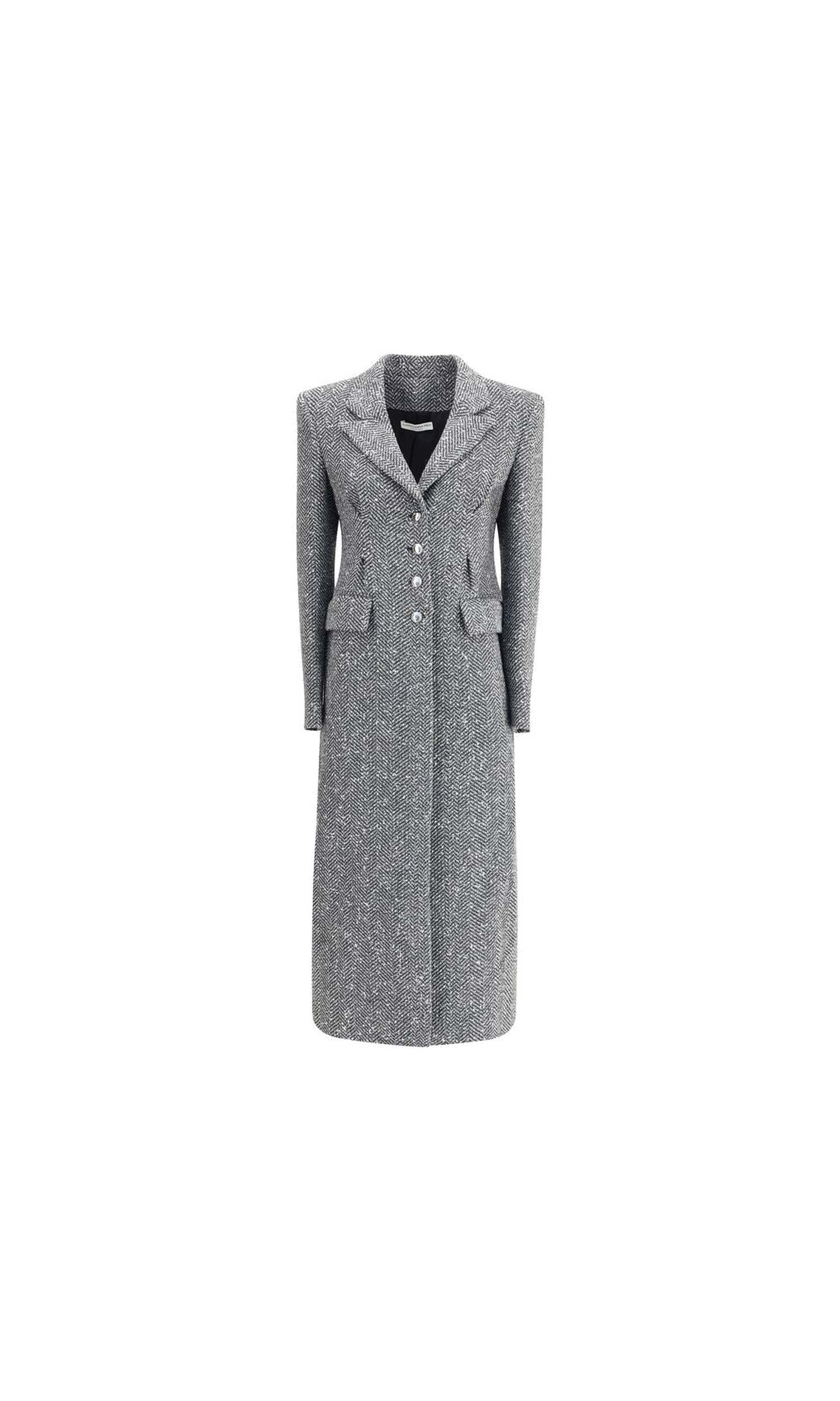 Alessandra Rich Tweed Long Coat Glam Steals