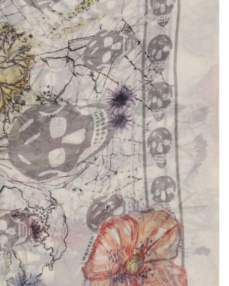 Alexander Mcqueen Beige Silk Scarf 