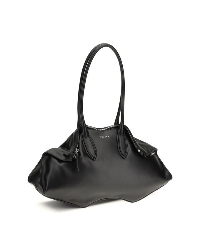 Alexander Mcqueen Black Calf Leather Bos Taurus Shoulder Bag Shoulder Bags