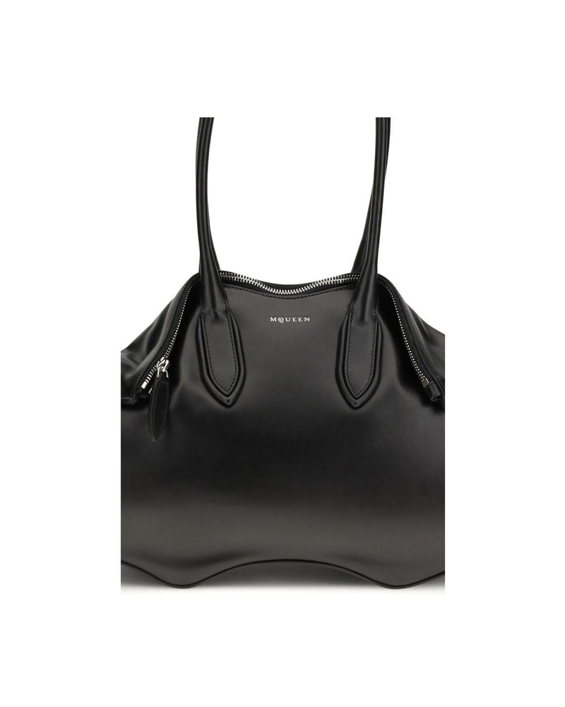 Alexander Mcqueen Black Calf Leather Bos Taurus Shoulder Bag Shoulder Bags