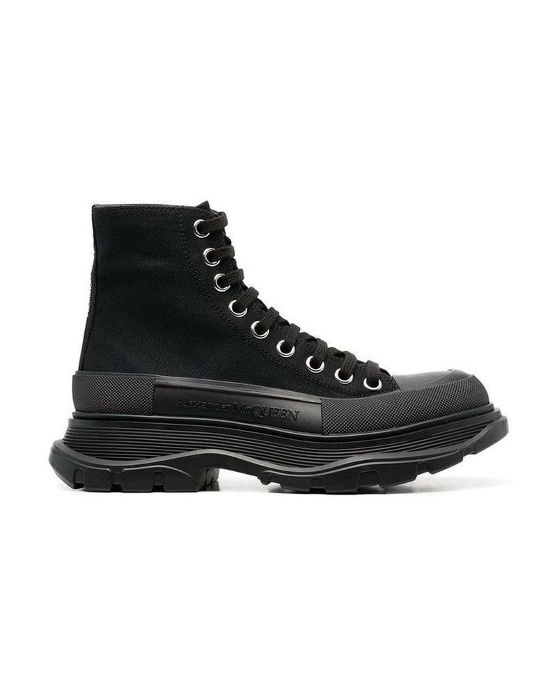 Alexander Mcqueen Black Canvas High Top Boots 