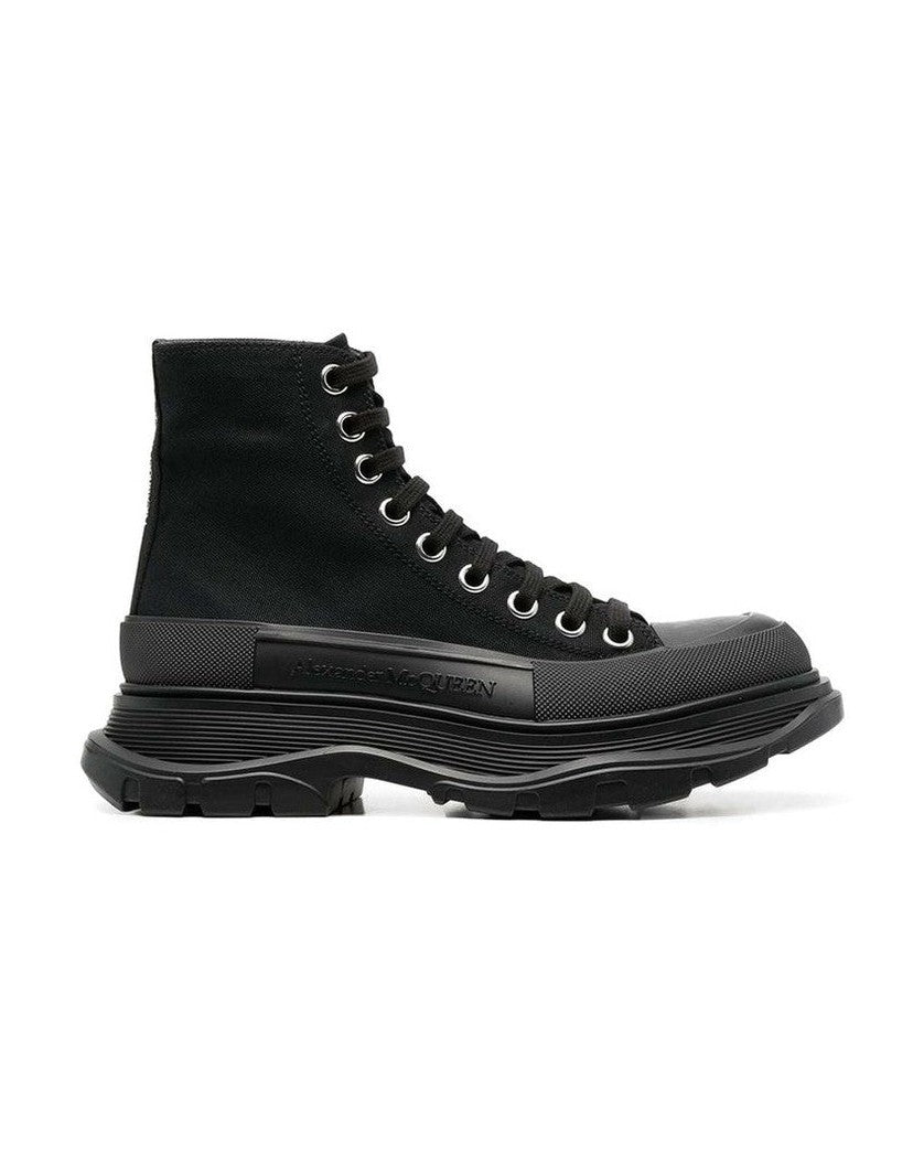 Alexander Mcqueen Black Canvas High Top Boots 
