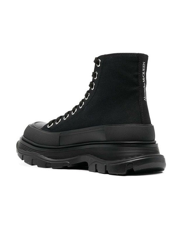 Alexander Mcqueen Black Canvas High Top Boots 