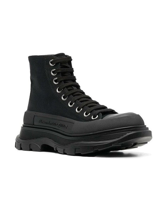 Alexander Mcqueen Black Canvas High Top Boots 
