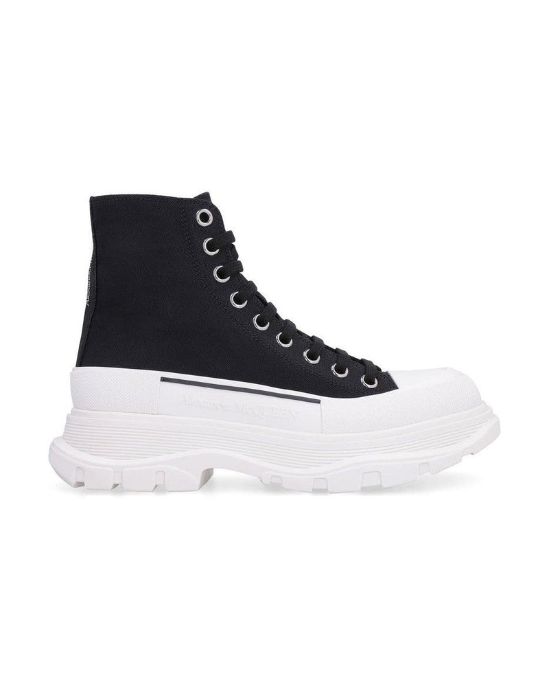 Alexander Mcqueen Black Canvas High Top Sneakers Glam Steals