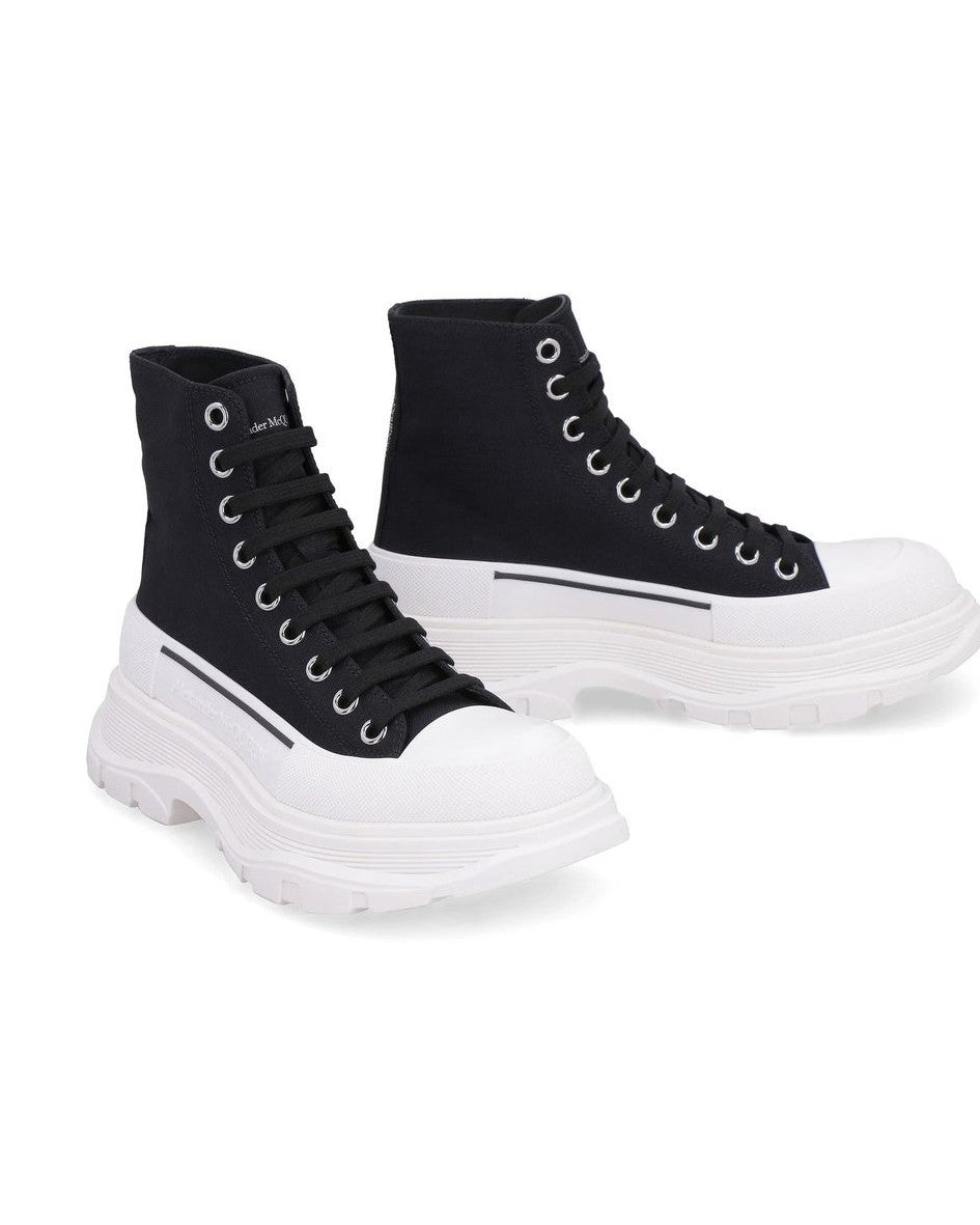 Alexander Mcqueen Black Canvas High Top Sneakers 