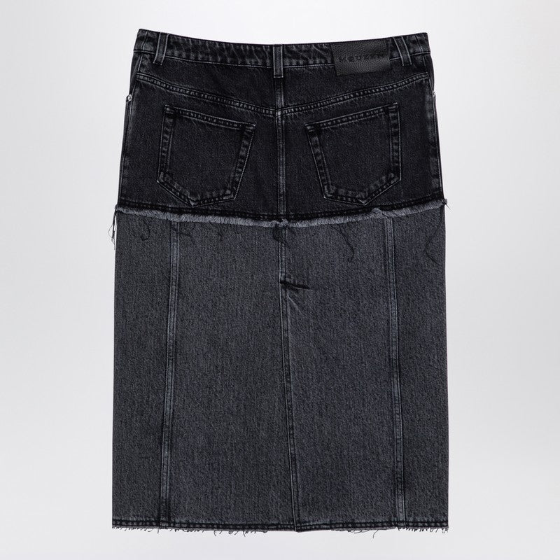 Alexander Mcqueen Black Denim Two Tone Skirt Glam Steals