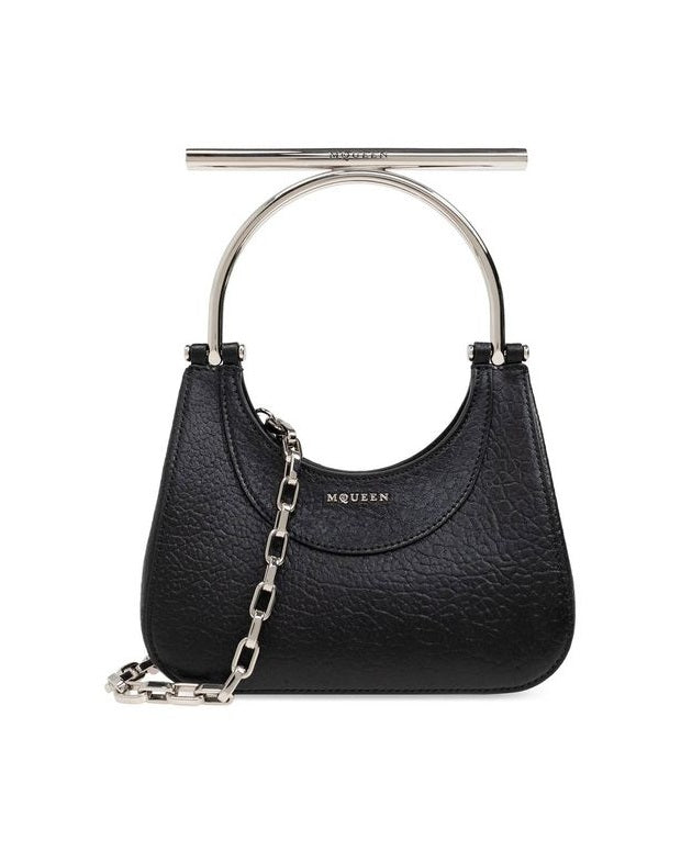 Alexander Mcqueen Black Leather Lamb Handbag