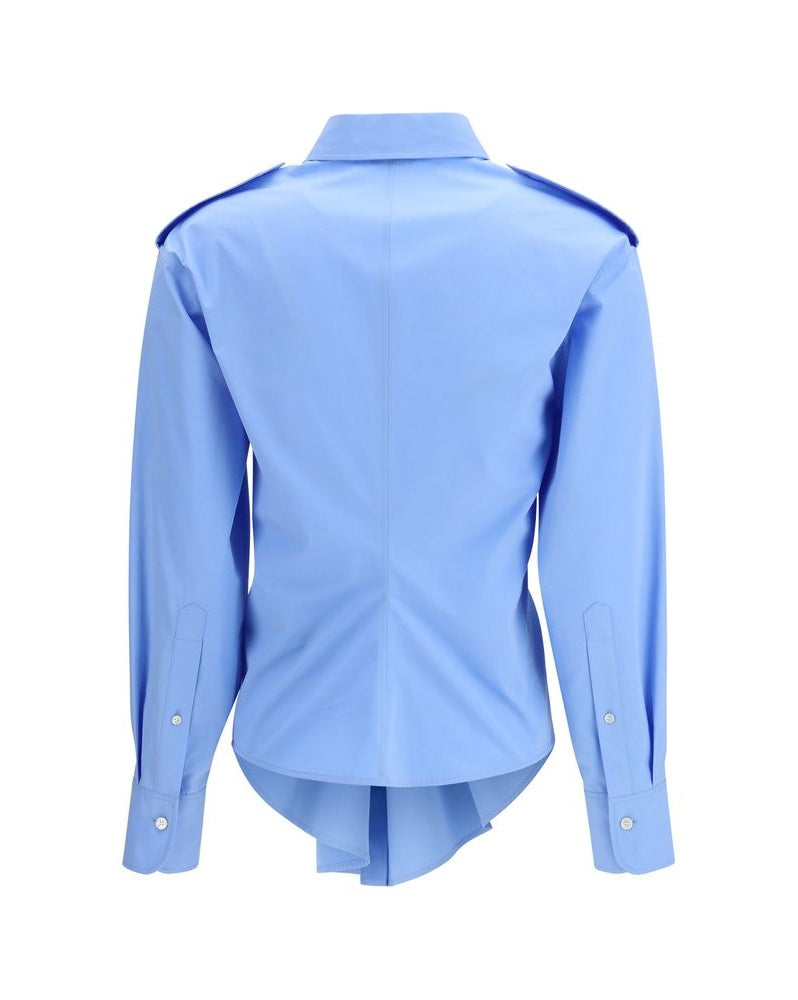 Alexander Mcqueen Blue Cotton Dress Shirt Glam Steals