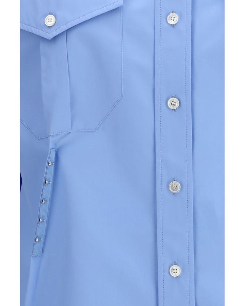 Alexander Mcqueen Blue Cotton Dress Shirt Glam Steals