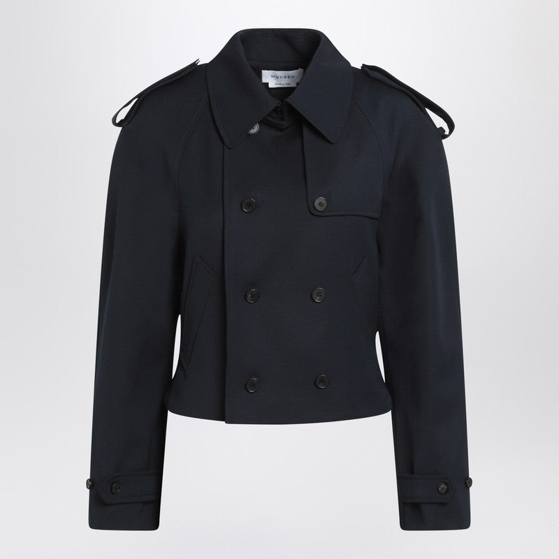 Alexander Mcqueen Blue Short Double Breasted Navy Jacket Glam Steals