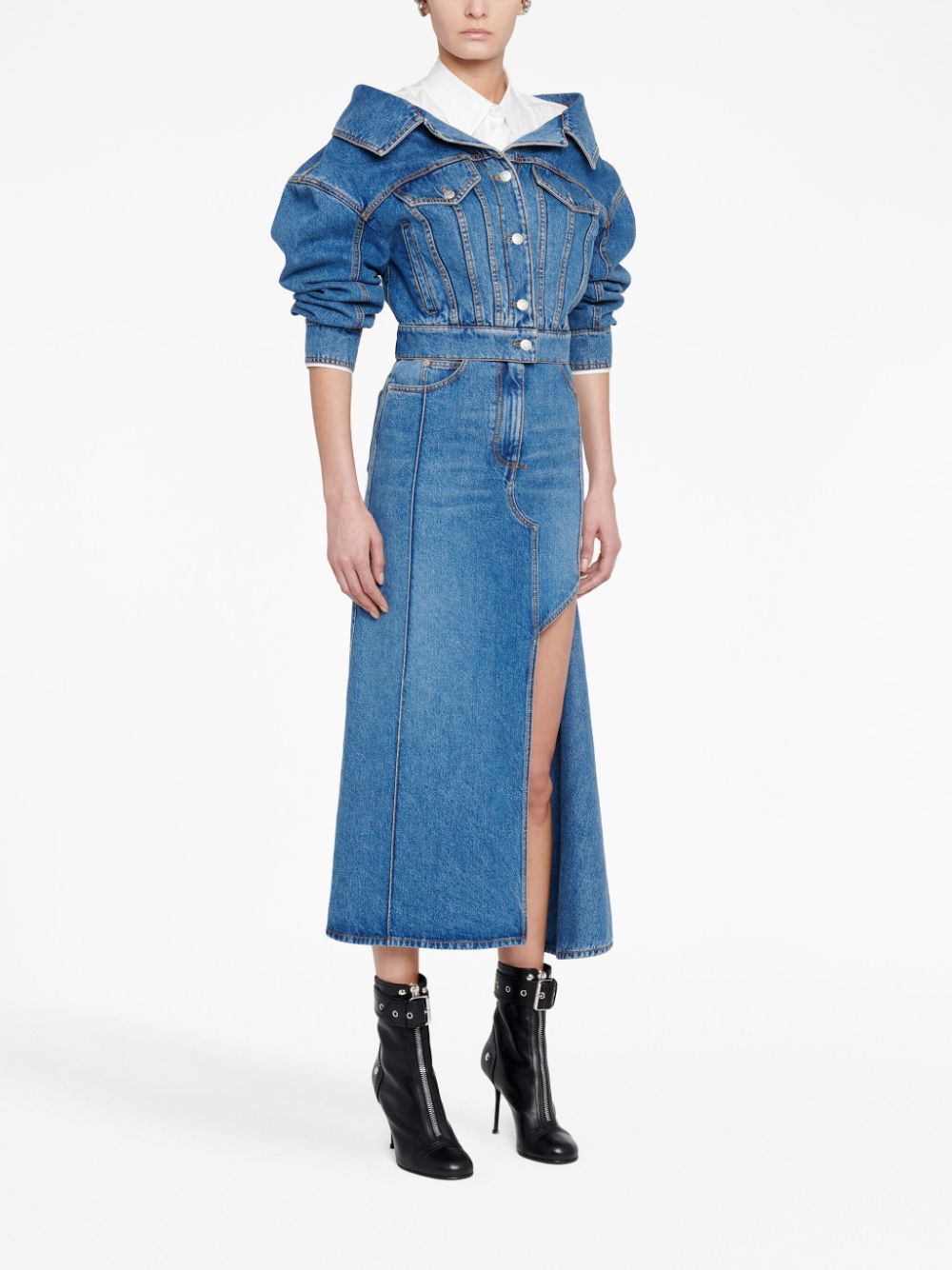 Alexander Mcqueen Denim Midi Skirt Glam Steals