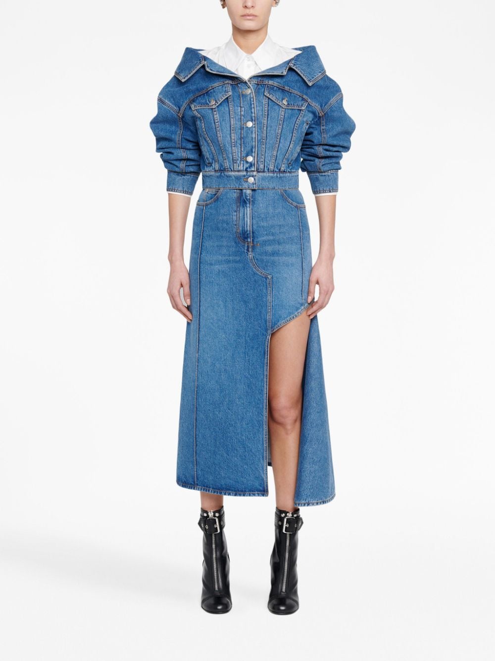 Alexander Mcqueen Denim Midi Skirt Glam Steals