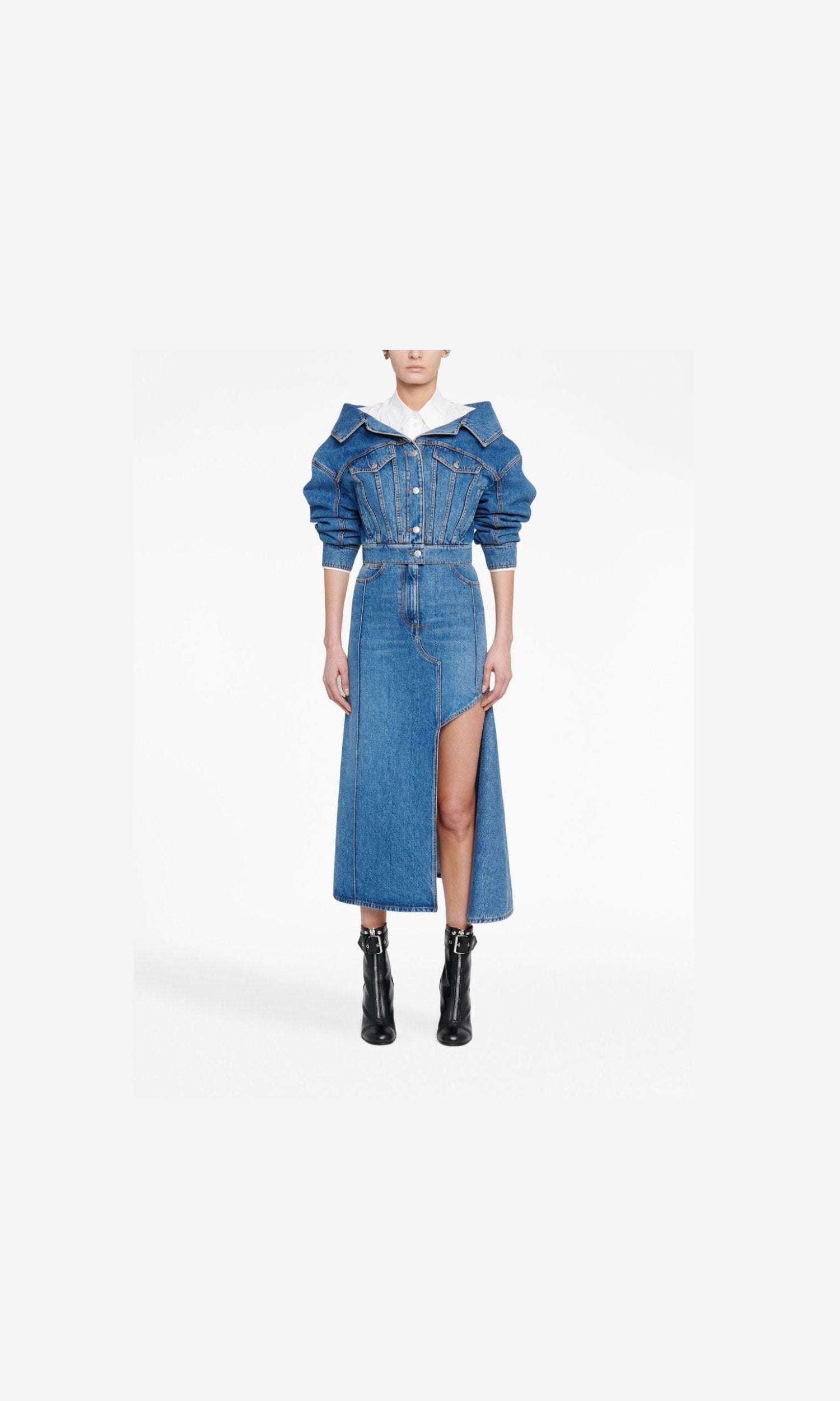 Alexander Mcqueen Denim Midi Skirt Glam Steals