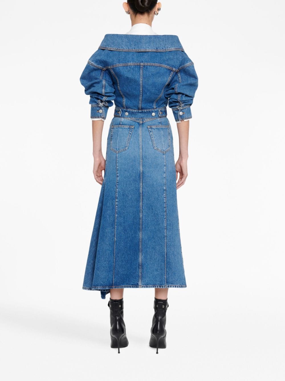 Alexander Mcqueen Denim Midi Skirt Glam Steals