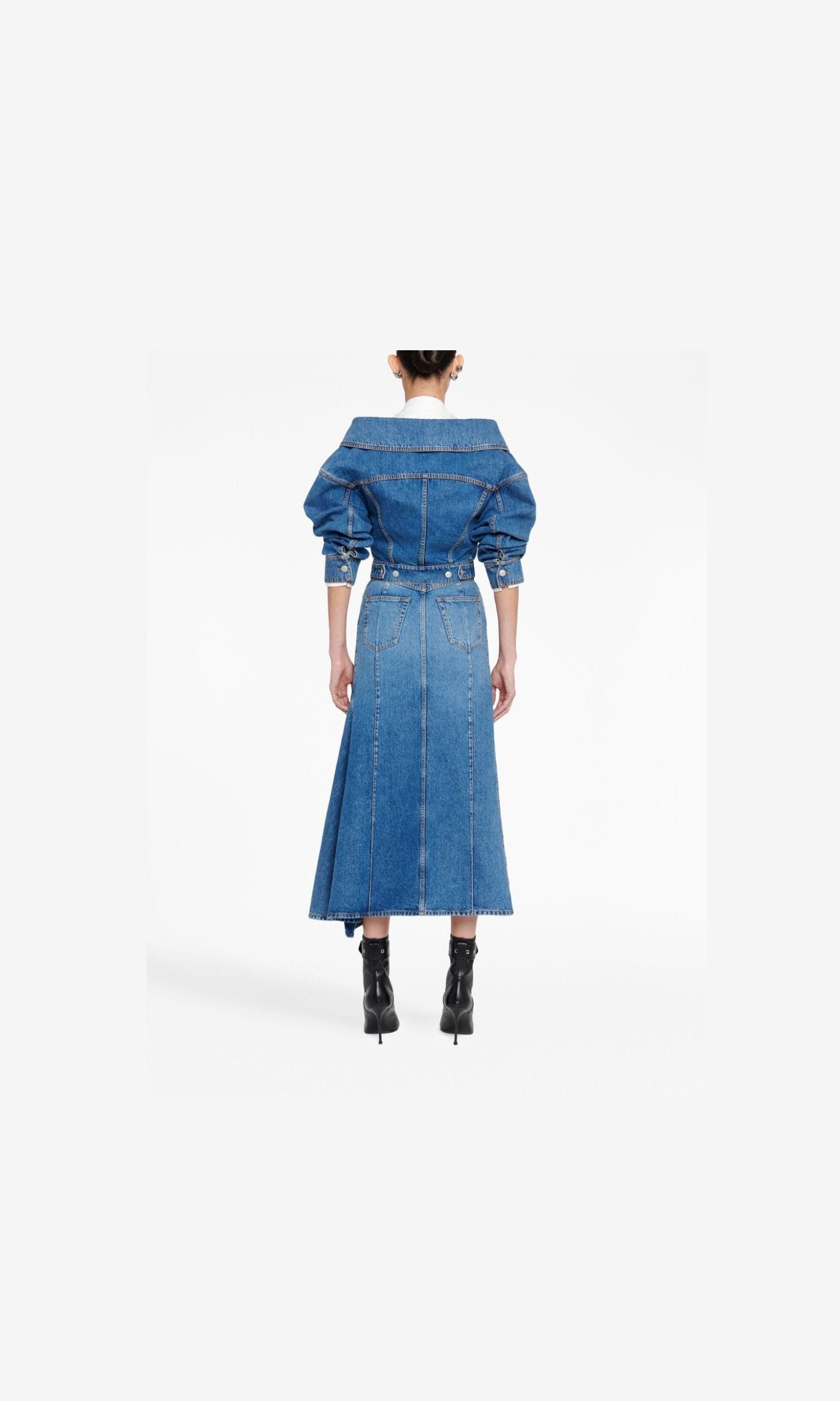 Alexander Mcqueen Denim Midi Skirt Glam Steals