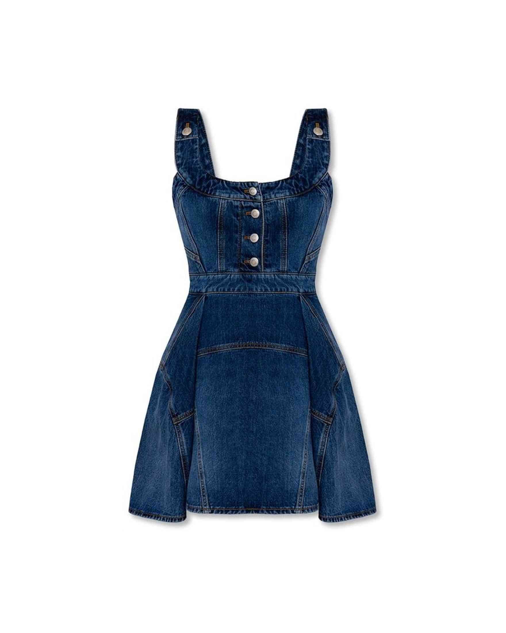 Alexander Mcqueen Denim Mini Dress Glam Steals
